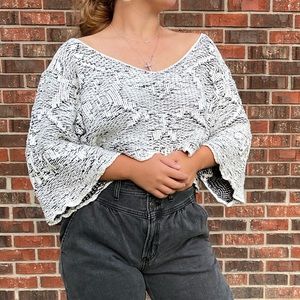 Black & White Cropped Sweater